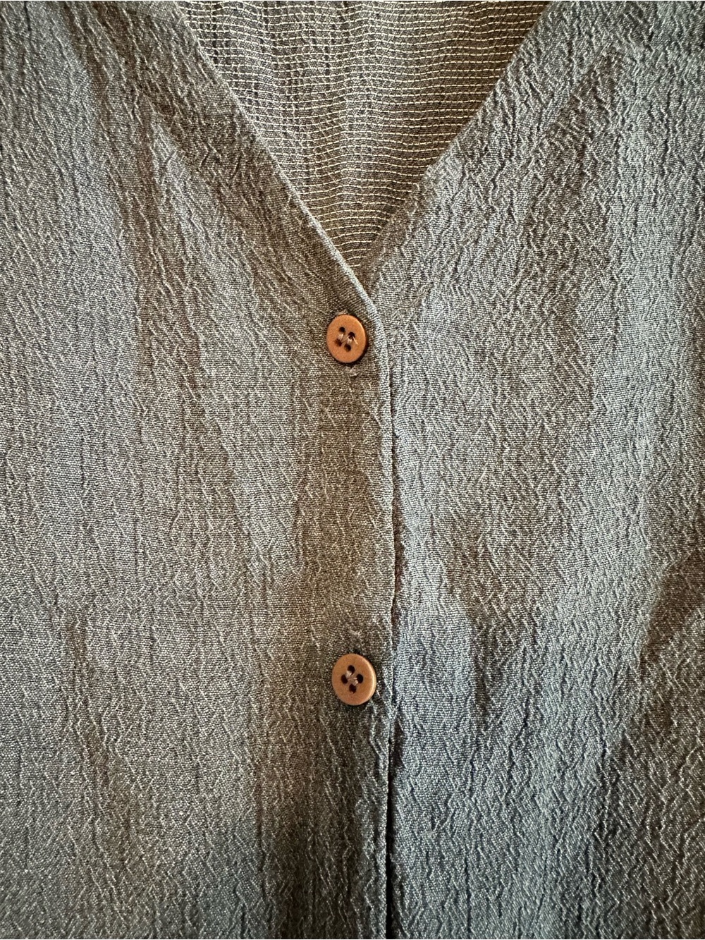Eileen Fisher Textured Navy Sleeveless Button-Front Top - Picture 2 of 7